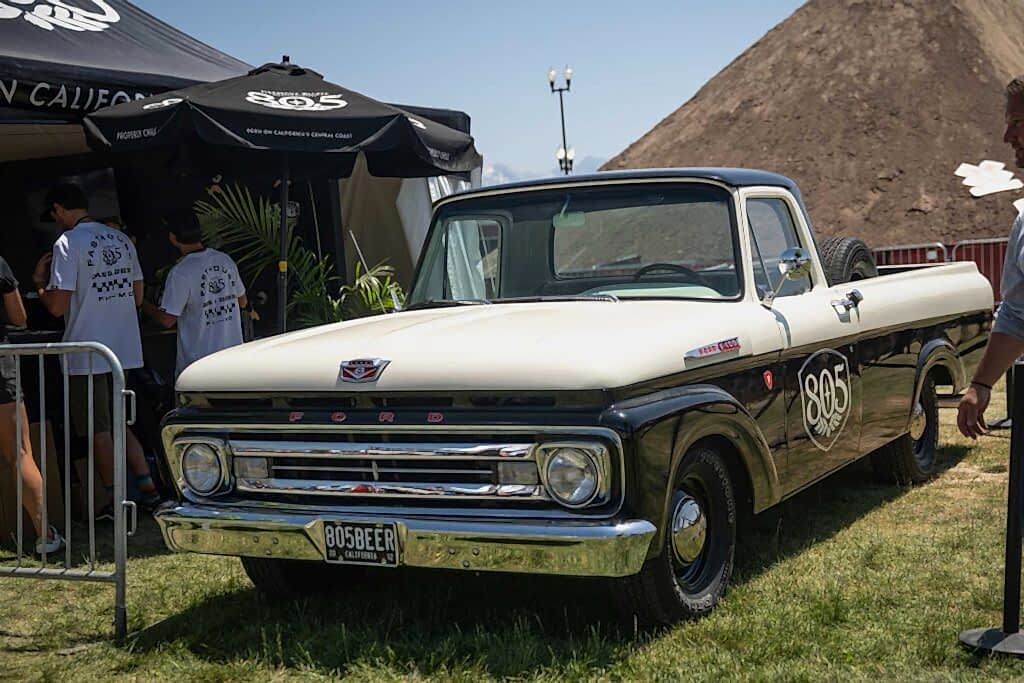 classic Ford pickup truck with the 805 Beer logo on the door and an 805 Beer license plate