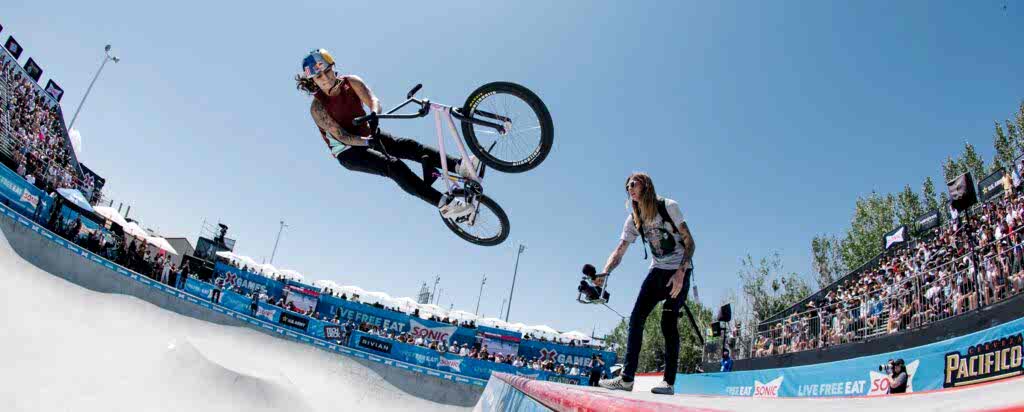 BMX athlete doing a trick at salt lake city xgames